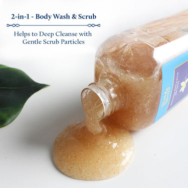 Blue Nectar Exfoliating Body Wash & Scrub for Rough & Bumpy Skin | Madagascar Vanilla Tan Removal Body Scrub for Women & Men (10 herbs, 250ml)